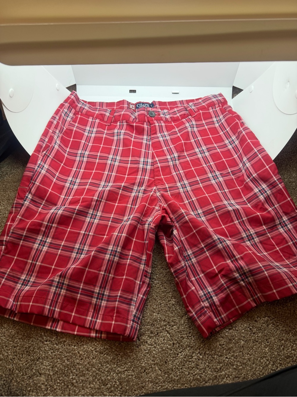 Men's Red Plaid Golf Shorts  - Chaps